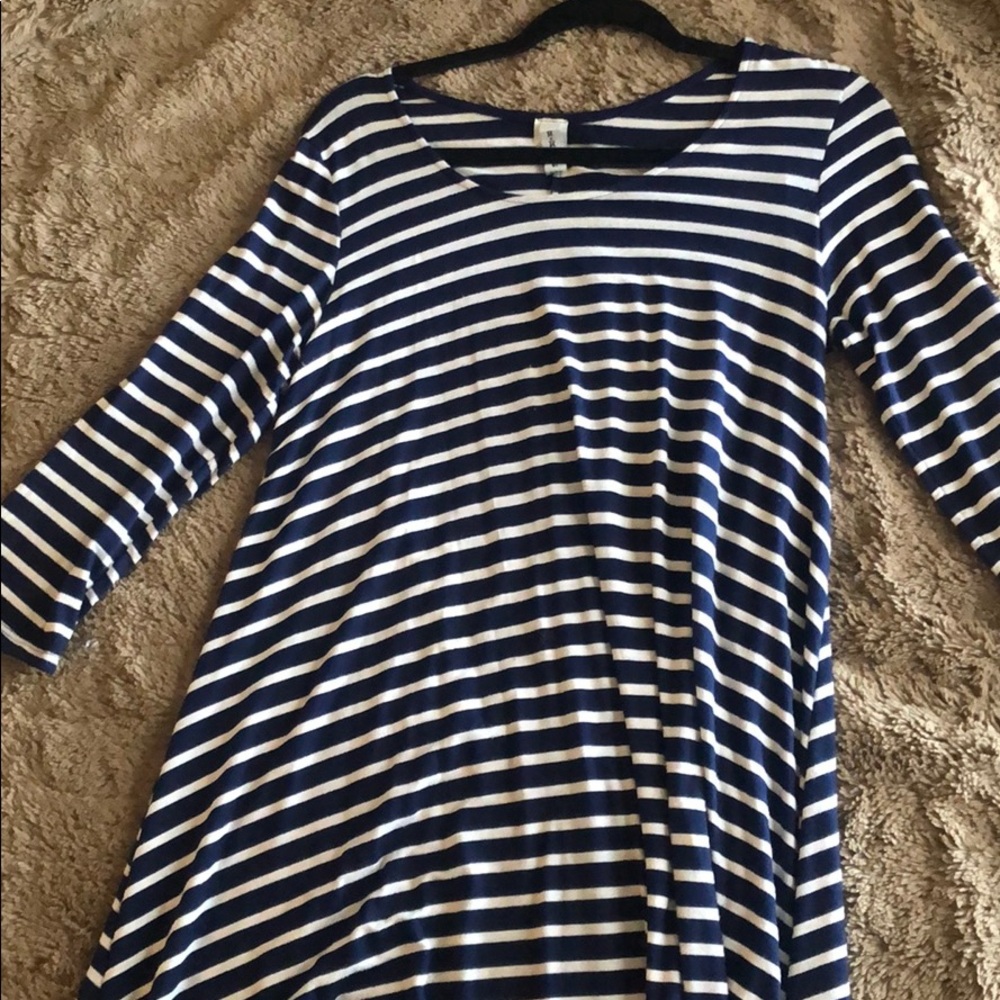 Stripped navy and white dress